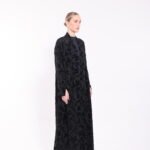 Chiffon Velvet Black Floral Abaya - Image 6