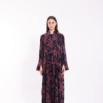 Chiffon Velvet Purple Floral Abaya - Image 5