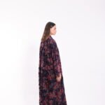 Chiffon Velvet Purple Floral Abaya - Image 6