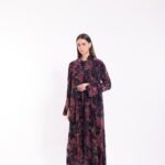 Chiffon Velvet Purple Floral Abaya - Image 7