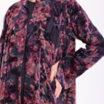 Chiffon Velvet Purple Floral Abaya - Image 4