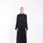 Chiffon Velvet Black Floral Abaya - Image 5