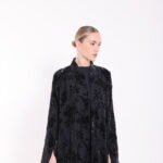 Chiffon Velvet Black Floral Abaya - Image 4