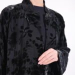 Chiffon Velvet Black Floral Abaya - Image 2