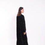 Velvet Contrast Panel Floral Abaya - Image 2