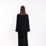 Velvet Contrast Panel Floral Abaya - Image 3