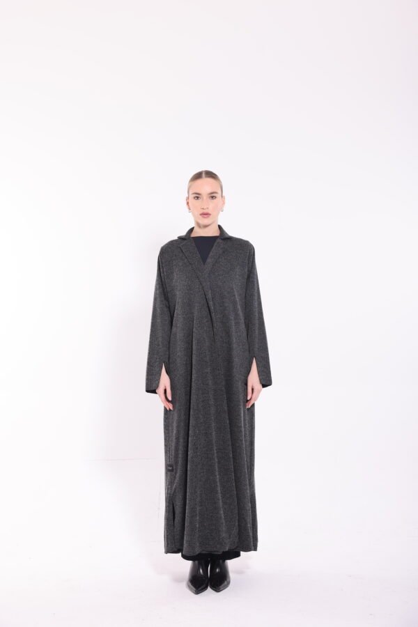 Tweed Grey Collared  Abaya