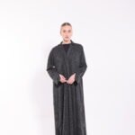 Tweed Grey Collared  Abaya - Image 3