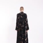 Chiffon Velvet Gold Detail Black Abaya - Image 2