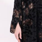 Chiffon Velvet Gold Detail Black Abaya - Image 8