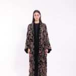 Velvet Reversible Floral Brown Abaya - Image 4