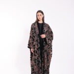 Velvet Reversible Floral Brown Abaya - Image 3