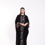 Velvet Reversible Floral Brown Abaya - Image 6