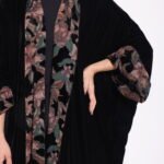 Velvet Reversible Floral Brown Abaya - Image 5