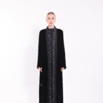 Velvet Reversible Floral Black Abaya - Image 9