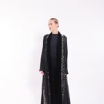 Velvet Reversible Floral Black Abaya - Image 5