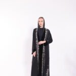 Velvet Reversible Floral Black Abaya - Image 7