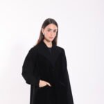 Velvet Black Detail Abaya - Image 8