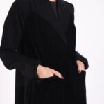 Velvet Black Detail Abaya - Image 6