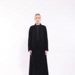 Velvet Black Lace Detail Abaya - Image 5