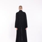 Velvet Black Lace Detail Abaya - Image 4