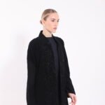 Velvet Black Lace Detail Abaya - Image 2