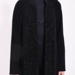 Velvet Black Lace Detail Abaya - Image 8