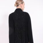 Velvet Black Lace Detail Abaya - Image 7