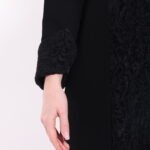 Velvet Black Lace Detail Abaya - Image 6