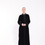 Velvet Contrast Collar Black Abaya - Image 6