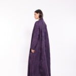 Linen Silk Floral Purple Abaya - Image 3