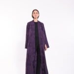 Linen Silk Floral Purple Abaya - Image 2