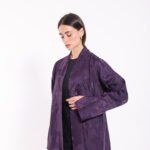 Linen Silk Floral Purple Abaya - Image 6